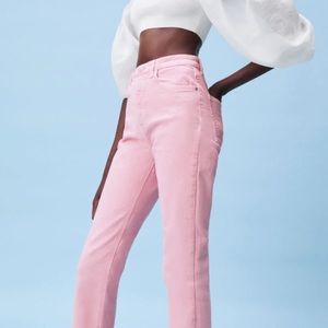 Zara pink slim flared slitted high rise Z1975 jeans